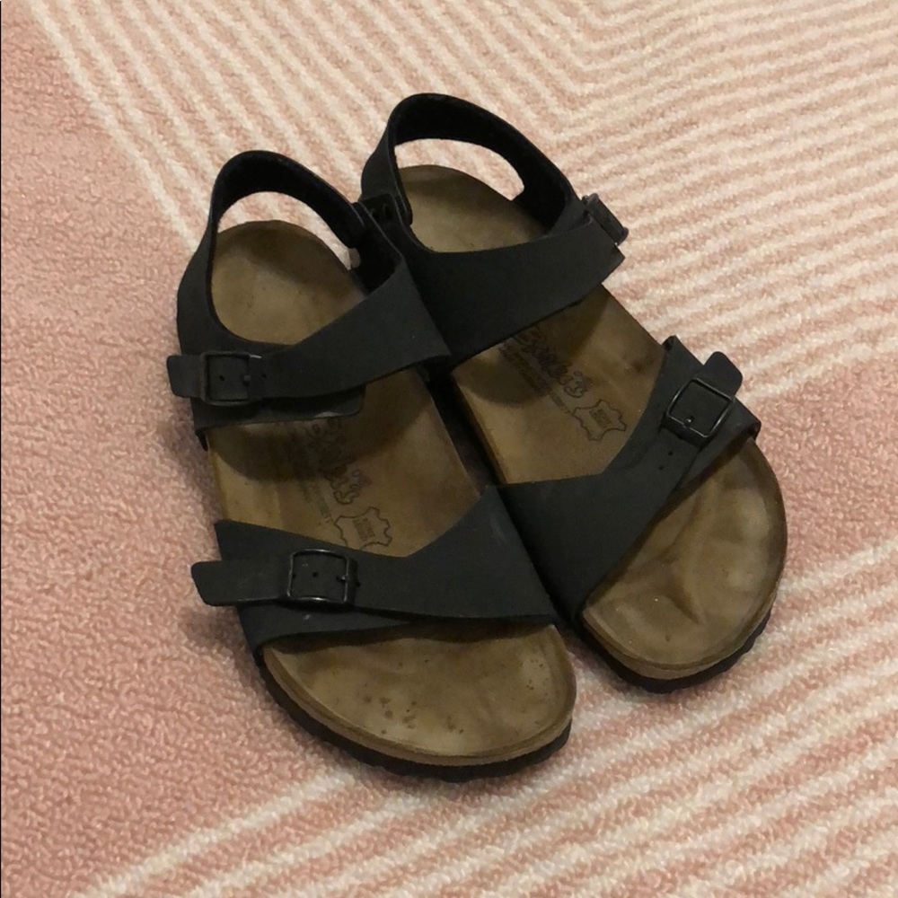 Birki’s black two strap sandal